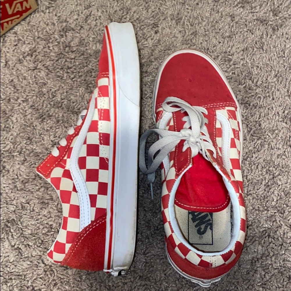Red checkered Vans